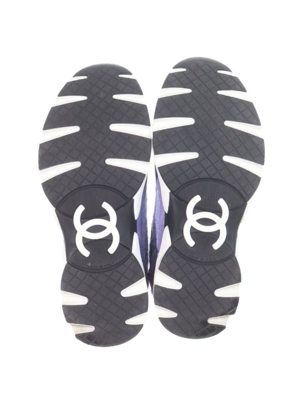 Chanel CC Logo Wool Tweed Low Cut Sneakers Purple - Picture 5 of 6